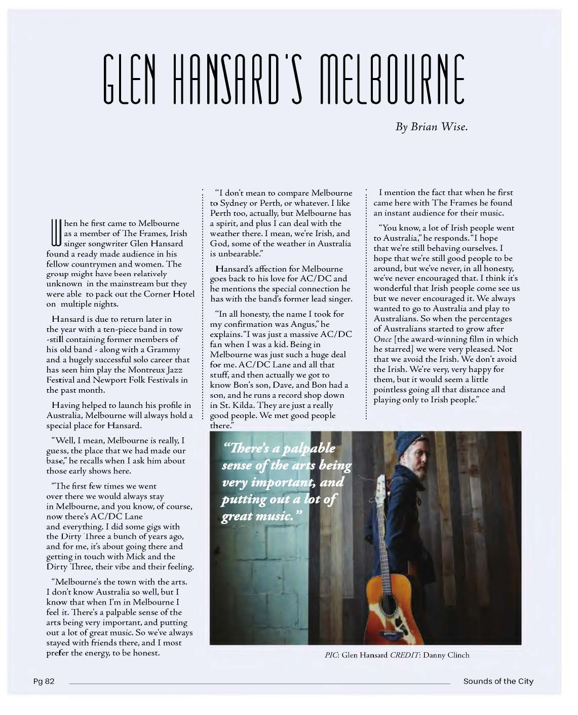 Glen Hansard Interview – Sounds of the City